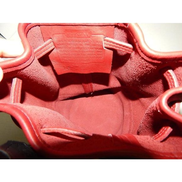 Sold on ALLAMODA .shop - COACH Vintage Red Leather Drawstring Backpack - Picture 8 of 12